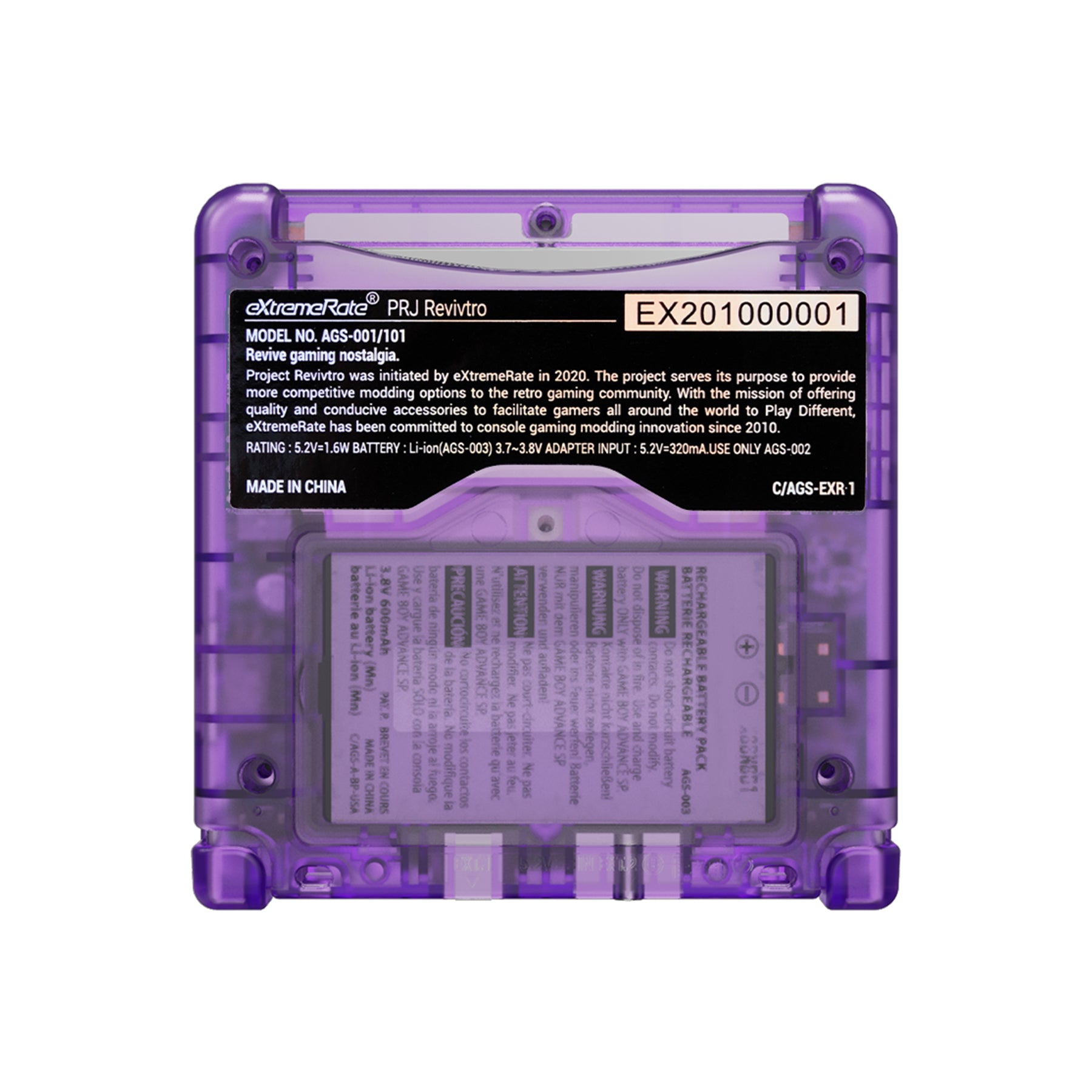 eXtremeRate Retail IPS Ready Upgraded eXtremeRate Clear Atomic Purple Custom Replacement Housing Shell for Gameboy Advance SP GBA SP – Compatible with Both IPS & Standard LCD – Console & Screen NOT Included - ASPM5005