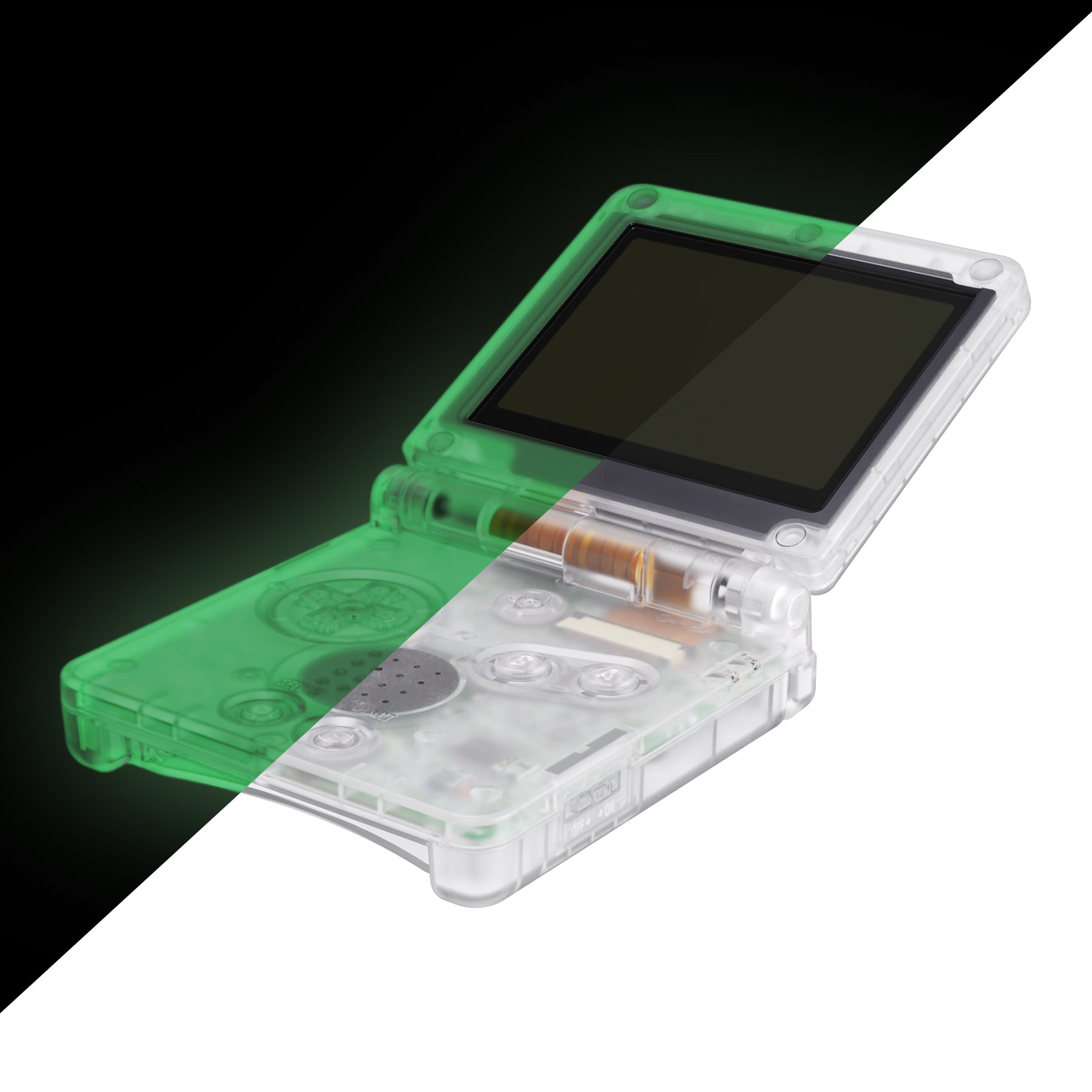 eXtremeRate Retail IPS Ready Upgraded eXtremeRate Glow in Dark - Green Custom Replacement Housing Shell for Gameboy Advance SP GBA SP – Compatible with Both IPS & Standard LCD – Console & Screen NOT Included - ASPM5008