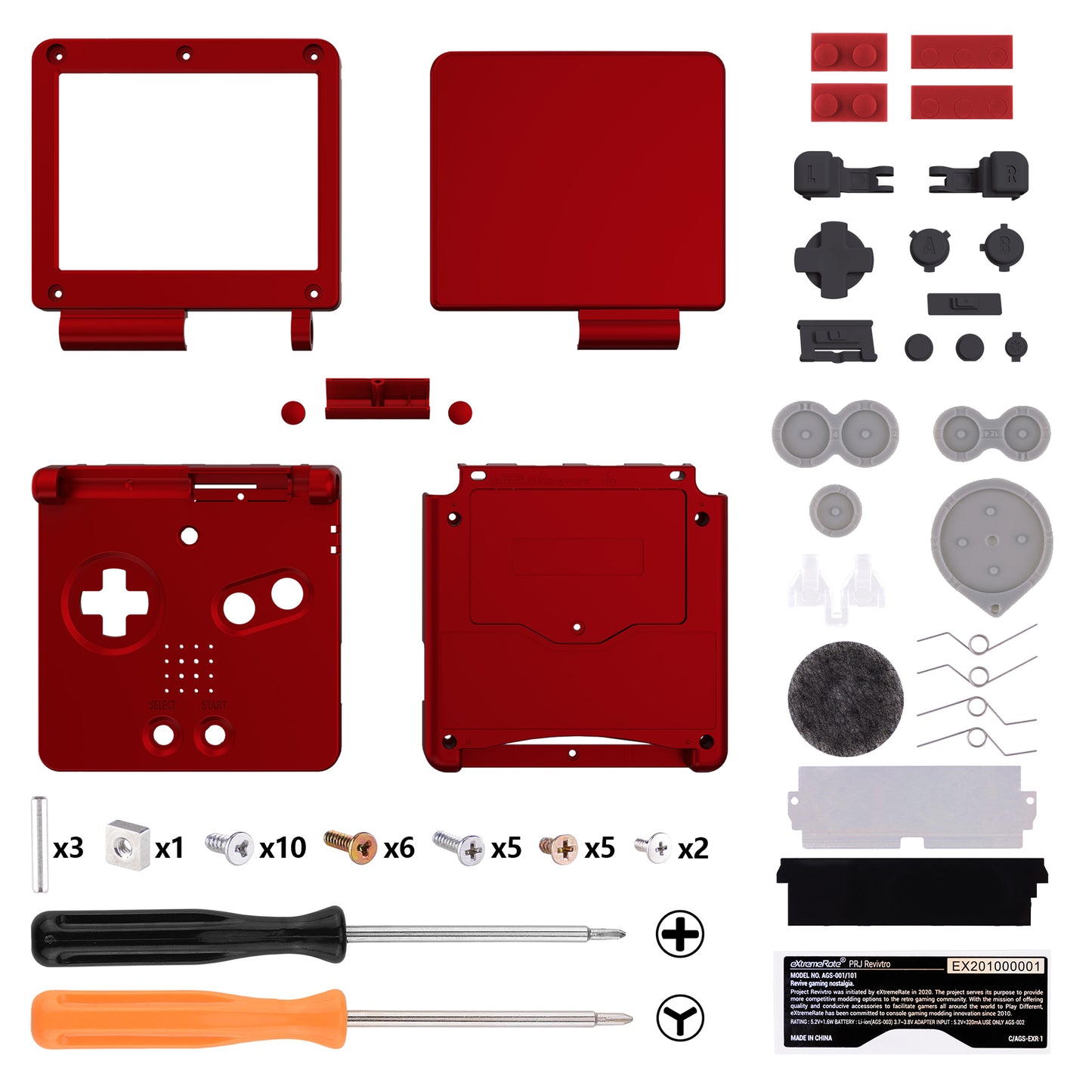 eXtremeRate Retail IPS Ready Upgraded Scarlet Red Soft Touch Custom Replacement Housing Shell for Gameboy Advance SP GBA SP – Compatible with Both IPS & Standard LCD – Console & Screen NOT Included - ASPP3004