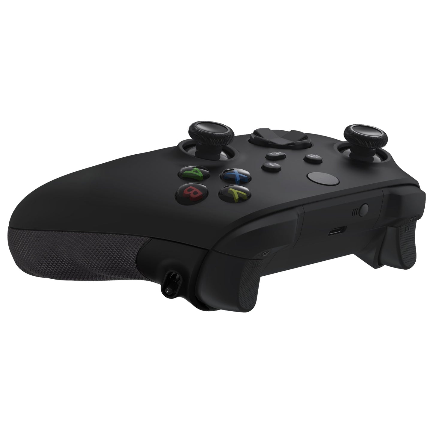 eXtremeRate Retail Black FLEXOR Rubberized Side Rails Grips Trigger Stop Kit for Xbox Series X/S Controller, Anti-Slip Ergonomic Trigger Stopper Handle Grips for Xbox Core Controller - Diamond Textured - PX3Q3001